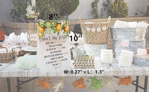 لعبة استحمام الطفل لا تقل الطفل، لافتة لا تقل الطفل (لافتة مقاس 8 × 10 بوصة)، برتقالي، 1 لافتة واقفة + 50 مشبك ملابس (ds48) in Kuwait