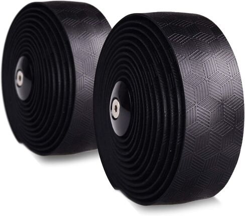 KINGOU Bike Handlebar Tapes PU Grippy Bicycle Bar Tape Wraps with Adhesives, End Plugs and Finishing Tapes,Black in Saudi Arabia