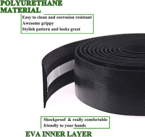 KINGOU Bike Handlebar Tapes PU Grippy Bicycle Bar Tape Wraps with Adhesives, End Plugs and Finishing Tapes,Black in Saudi Arabia