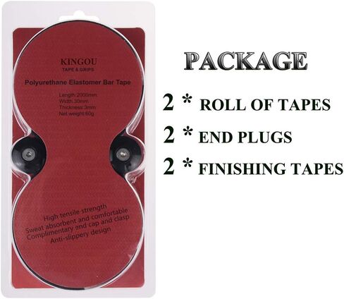 KINGOU Bike Handlebar Tapes PU Grippy Bicycle Bar Tape Wraps with Adhesives, End Plugs and Finishing Tapes,Black in Saudi Arabia