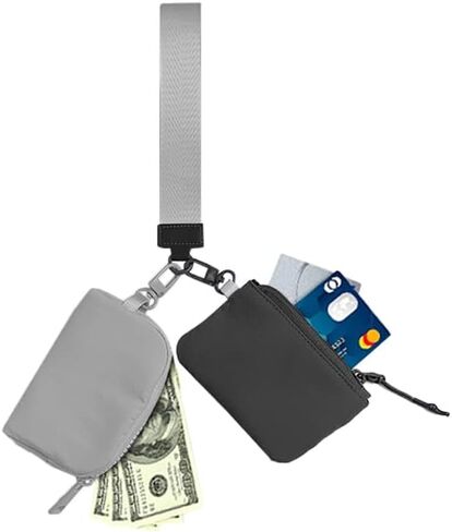 محفظة معصم بسحاب حول GVOULL، حقيبة معصم مزدوجة للنساء، جيب صغير للعملات المعدنية للنساء وحقائب قابلة للفصل in Kuwait