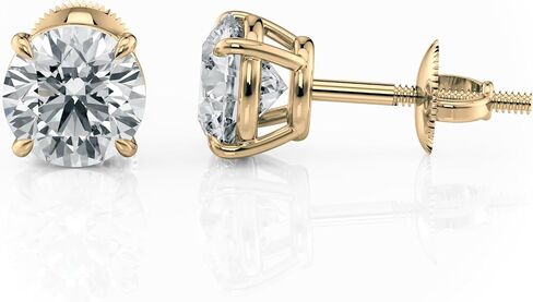 2.00 Carat (D-E Color, VS1 Clarity) IGI Certified Round Lab Grown Diamond Stud Earrings in 14K Yellow Gold in Saudi Arabia