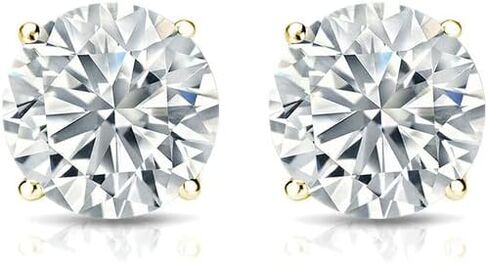 2.00 Carat (D-E Color, VS1 Clarity) IGI Certified Round Lab Grown Diamond Stud Earrings in 14K Yellow Gold in Saudi Arabia