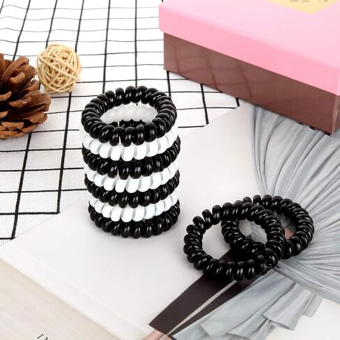 100PCS Wrist Keychain Bracelet Spiral Wrist Coil Key Chain Bulk Plastic Stretchable Spiral Keychain Bracelet Black & White Spring Wrist Keychain Use for Office Workshop Shopping Mall Sauna and More in Kuwait