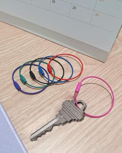20 Pcs Metal Wire Keychains,6" Wire Key Rings Kit,304 Stainless Steel 1.5mm Colored Coated Keychain Cable Loops Connecter for Luggage ID Tags in Saudi Arabia