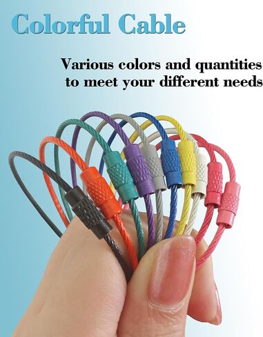 20 Pcs Metal Wire Keychains,6" Wire Key Rings Kit,304 Stainless Steel 1.5mm Colored Coated Keychain Cable Loops Connecter for Luggage ID Tags in Saudi Arabia