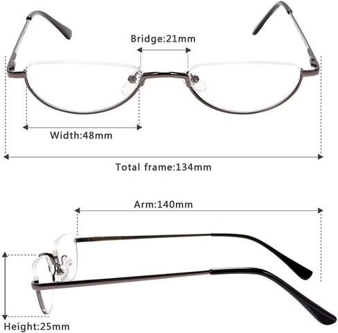 Hubeye 3 Pairs Plastic Retro Half Moon Frame Reading Glasses Lightweight Spring Hinge Women and Men Reader +2.0 in Kuwait