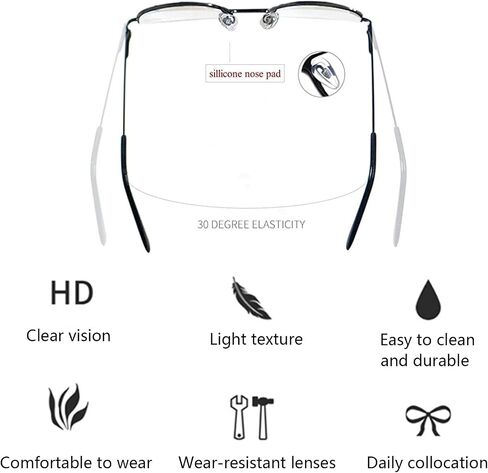 Hubeye 3 Pairs Plastic Retro Half Moon Frame Reading Glasses Lightweight Spring Hinge Women and Men Reader +2.0 in Kuwait