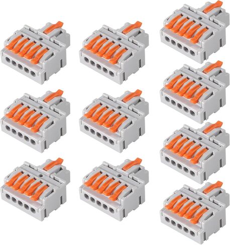 AITRIP 10Pcs Lever Wire Connectors, DIY Mini Quick Terminal Block Compact Splice Electrical Connectors, 1 in 4 Out 24-12 AWG in Saudi Arabia