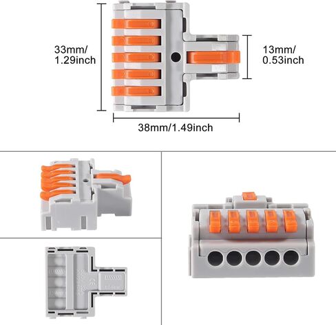 AITRIP 10Pcs Lever Wire Connectors, DIY Mini Quick Terminal Block Compact Splice Electrical Connectors, 1 in 4 Out 24-12 AWG in Saudi Arabia