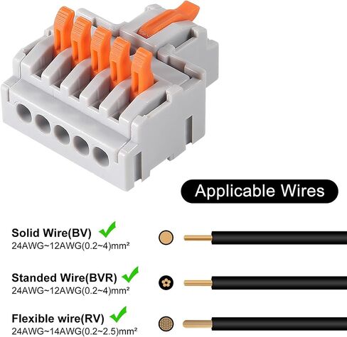AITRIP 10Pcs Lever Wire Connectors, DIY Mini Quick Terminal Block Compact Splice Electrical Connectors, 1 in 4 Out 24-12 AWG in Saudi Arabia