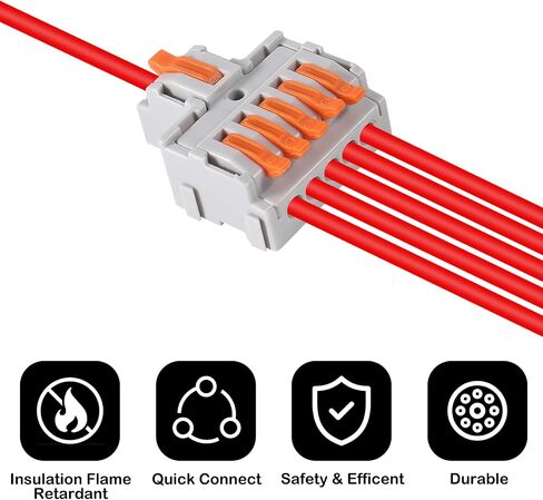 AITRIP 10Pcs Lever Wire Connectors, DIY Mini Quick Terminal Block Compact Splice Electrical Connectors, 1 in 4 Out 24-12 AWG in Saudi Arabia