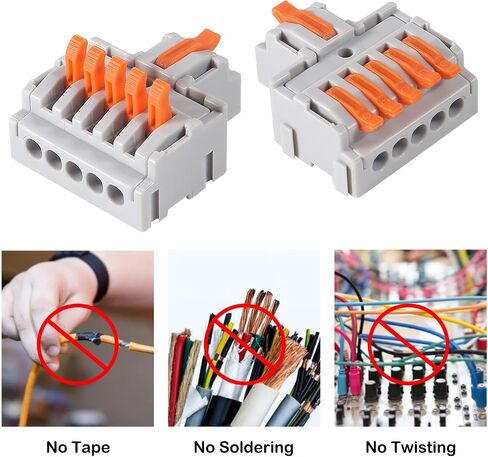 AITRIP 10Pcs Lever Wire Connectors, DIY Mini Quick Terminal Block Compact Splice Electrical Connectors, 1 in 4 Out 24-12 AWG in Saudi Arabia