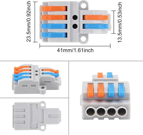 AITRIP 10Pcs Lever Wire Connectors, DIY Mini Quick Terminal Block Compact Splice Electrical Connectors, 1 in 4 Out 24-12 AWG in Saudi Arabia