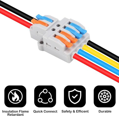 AITRIP 10Pcs Lever Wire Connectors, DIY Mini Quick Terminal Block Compact Splice Electrical Connectors, 1 in 4 Out 24-12 AWG in Saudi Arabia
