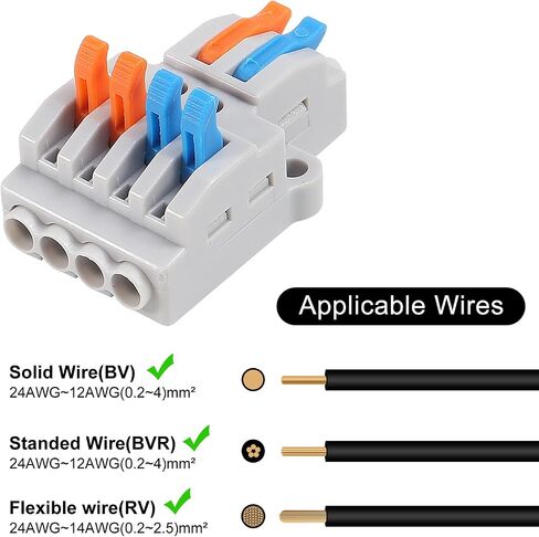 AITRIP 10Pcs Lever Wire Connectors, DIY Mini Quick Terminal Block Compact Splice Electrical Connectors, 1 in 4 Out 24-12 AWG in Saudi Arabia