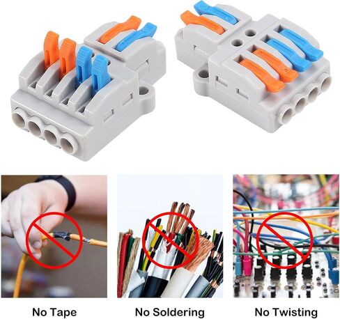 AITRIP 10Pcs Lever Wire Connectors, DIY Mini Quick Terminal Block Compact Splice Electrical Connectors, 1 in 4 Out 24-12 AWG in Saudi Arabia