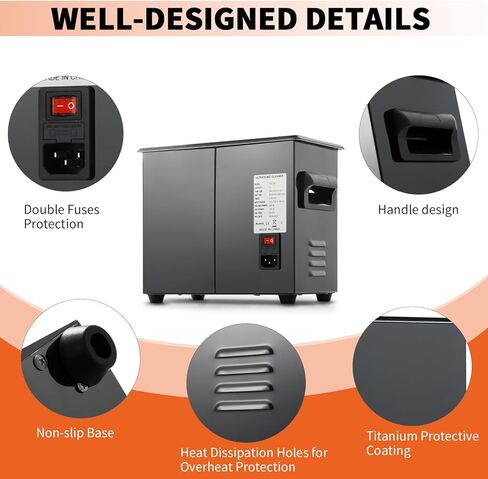 منظف ​​بالموجات فوق الصوتية ConstHydra مع ديغا ووضع لطيف، آلة تنظيف المجوهرات بالموجات فوق الصوتية بقدرة 120 وات 3 لتر مع مؤقت رقمي وسخان، منظف احترافي بالموجات فوق الصوتية للتوكيل والأجزاء المعدنية وأدوات المختبر in Kuwait