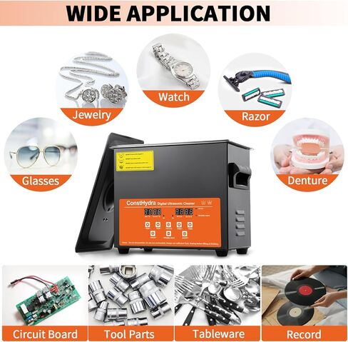 منظف ​​بالموجات فوق الصوتية ConstHydra مع ديغا ووضع لطيف، آلة تنظيف المجوهرات بالموجات فوق الصوتية بقدرة 120 وات 3 لتر مع مؤقت رقمي وسخان، منظف احترافي بالموجات فوق الصوتية للتوكيل والأجزاء المعدنية وأدوات المختبر in Kuwait