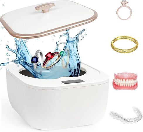 Ultrasonic Jewelry Cleaner, VIPITH Ultrasonic Retainer Cleaner Machine 48kHz Portable UV Cleaner Machine for Dentures, Aligner, Braces, Toothbrush Heads, Ring, Wacth Bands in Kuwait