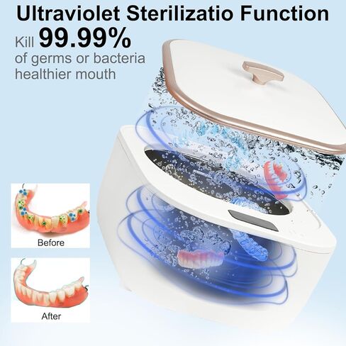 Ultrasonic Jewelry Cleaner, VIPITH Ultrasonic Retainer Cleaner Machine 48kHz Portable UV Cleaner Machine for Dentures, Aligner, Braces, Toothbrush Heads, Ring, Wacth Bands in Kuwait