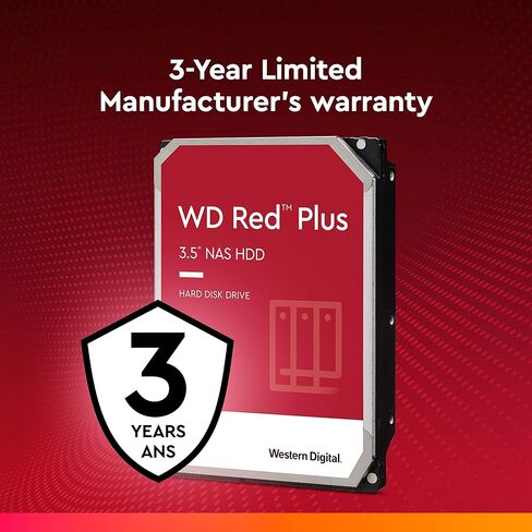 محرك الأقراص الصلبة الداخلي ويسترن ديجيتال 6 تيرابايت WD Red Plus NAS - 5400 دورة في الدقيقة، SATA 6 جيجابايت/ثانية، CMR، ذاكرة تخزين مؤقت 256 ميجابايت، 3.5 بوصة -WD60EFPX (متجدد) in Kuwait
