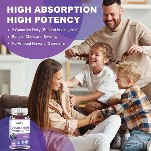 علكة جلوكوزامين كوندرويتين من كاتفيت، مكمل لدعم صحة المفاصل بقوة إضافية مع MSM وبلسان البلسان، مكمل دعم المناعة المضاد للأكسدة للبالغين من الرجال والنساء (عبوتان) in Kuwait