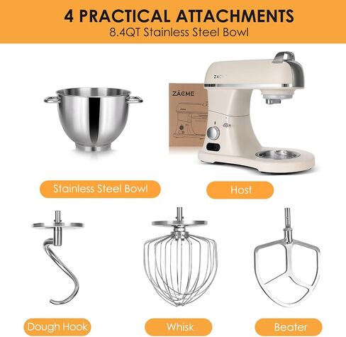 8.4QT Commercial Stand Mixer 800W with Aluminum Die Casting Meets the Standard of NSF/ANSI 8-2023, Mixers Kitchen Electric Stand Mixer with Stainless Steel 8L Bowl, Dough Hook, Whisk and Beater in Kuwait