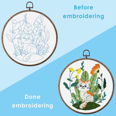 مجموعة تطريز ERKOON للمبتدئين، مجموعة خياطة يدوية للحرف الفنية، مجموعات للمبتدئين في الغرز المتقاطعة، مجموعات تطريز DIY مع أنماط وتعليمات وخيوط إبر الأطواق in Kuwait