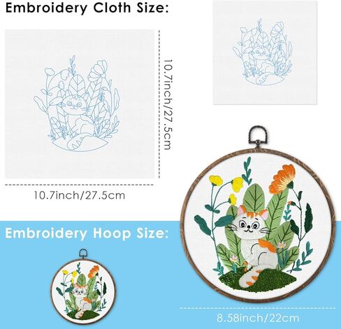 مجموعة تطريز ERKOON للمبتدئين، مجموعة خياطة يدوية للحرف الفنية، مجموعات للمبتدئين في الغرز المتقاطعة، مجموعات تطريز DIY مع أنماط وتعليمات وخيوط إبر الأطواق in Kuwait