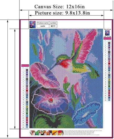 مجموعات طلاء ألماس 5D DIY للبالغين، مثقاب دائري كامل، تطريز كريستالي، بغرز متقاطعة، فنون الفسيفساء، ديكور جدار المنزل (30 × 40 سم، طائر طنان) in Kuwait