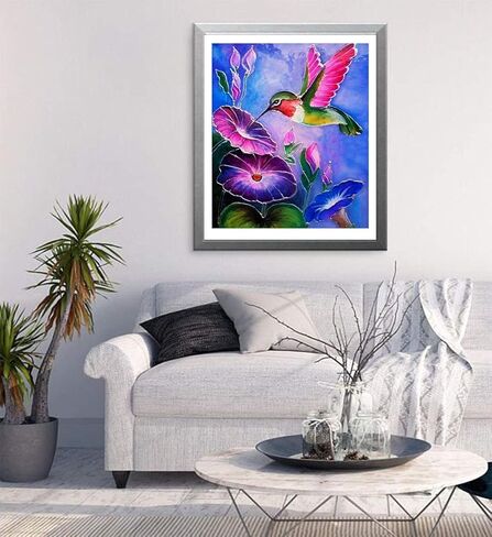 مجموعات طلاء ألماس 5D DIY للبالغين، مثقاب دائري كامل، تطريز كريستالي، بغرز متقاطعة، فنون الفسيفساء، ديكور جدار المنزل (30 × 40 سم، طائر طنان) in Kuwait