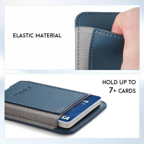 Phone Wallet Stick on, Holds 7 Cards, Leather Phone Card Holder,Adhesive Cell Phone Pocket for Back of Phone,Sticky Credit Card Holder for Phone Case,Compatible with iPhone and Most Smartphones(Blue) in Saudi Arabia