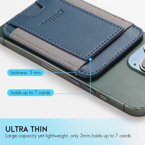 Phone Wallet Stick on, Holds 7 Cards, Leather Phone Card Holder,Adhesive Cell Phone Pocket for Back of Phone,Sticky Credit Card Holder for Phone Case,Compatible with iPhone and Most Smartphones(Blue) in Saudi Arabia