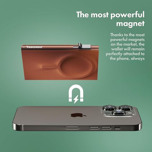 محفظة PAGONGO Magsafe، محفظة Mag Safe مغناطيسية بسيطة، حامل بطاقة ائتمان منبثق مع مشبك نقدي، محفظة Apple Magsafe، محفظة Iphone، محفظة مغناطيسية Iphone، مع حلقة مغناطيسية بنية in Kuwait