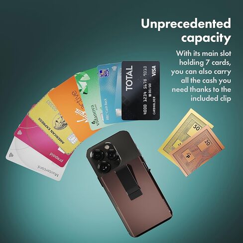 محفظة PAGONGO Magsafe، محفظة Mag Safe مغناطيسية بسيطة، حامل بطاقة ائتمان منبثق مع مشبك نقدي، محفظة Apple Magsafe، محفظة Iphone، محفظة مغناطيسية Iphone، مع حلقة مغناطيسية بنية in Kuwait