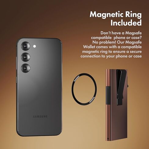 محفظة PAGONGO Magsafe، محفظة Mag Safe مغناطيسية بسيطة، حامل بطاقة ائتمان منبثق مع مشبك نقدي، محفظة Apple Magsafe، محفظة Iphone، محفظة مغناطيسية Iphone، مع حلقة مغناطيسية بنية in Kuwait