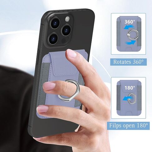 FS FANSONG Mag-Safe Wallet Stand with Ring Holder for iPhone 15/14/13/12 Series PU Leather Wallet Fit 5-8 Cards Slim Wallet Case 3 in 1 Detachable Back Cards Holder in Saudi Arabia
