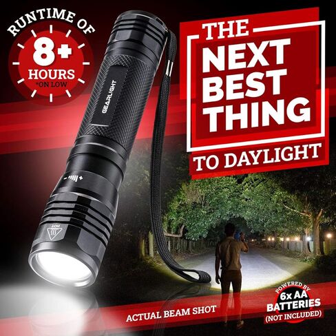 مصباح يدوي GearLight S2500 LED - مصابيح يدوية تكتيكية قوية للغاية ومشرقة للغاية مع لومن عالي للتخييم والطوارئ والاستخدام اليومي in Kuwait
