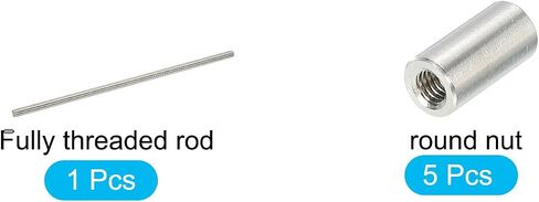 MECCANIXITY M6 x 250mm 304 Stainless Steel Fully Threaded Rod W 5Pcs M6 x 20mm Round Stud Nuts in Saudi Arabia
