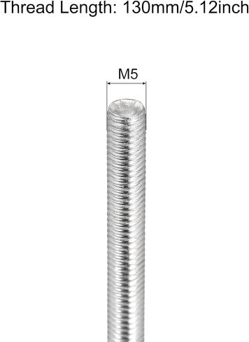 MECCANIXITY قضيب ملولب بالكامل M5 x 300 مم 0.8 مم درجة الخيط 304 من الفولاذ المقاوم للصدأ اليد اليمنى قضبان ملولبة شريط ترصيع 8 عبوات in Kuwait