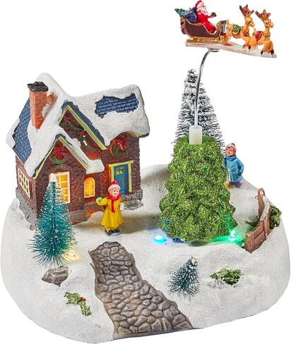 Lights4fun, Inc. Christmas Village Popcorn Stand with Popping Corn Animated Pre-Lit LED Battery Operated Light Up Holiday Decoration in Saudi Arabia
