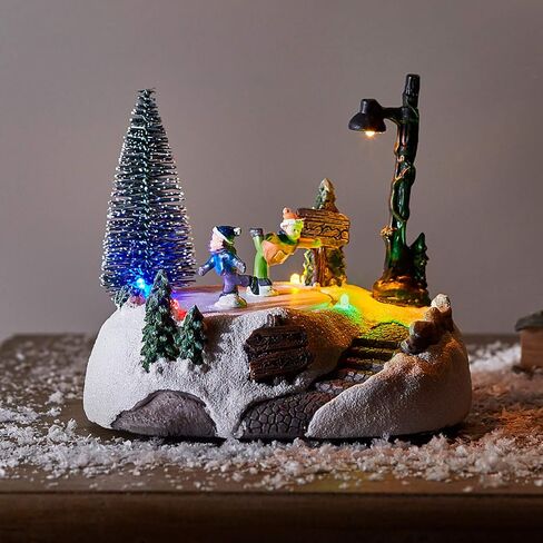 Lights4fun, Inc. Christmas Village Popcorn Stand with Popping Corn Animated Pre-Lit LED Battery Operated Light Up Holiday Decoration in Saudi Arabia