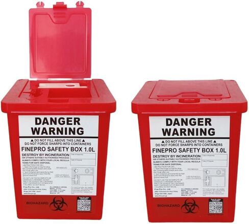 حاوية التخلص من الأدوات الحادة من FINEPRO للعناية بمرضى السكري (1 كوارت، أحمر شفاف، 2) in Kuwait