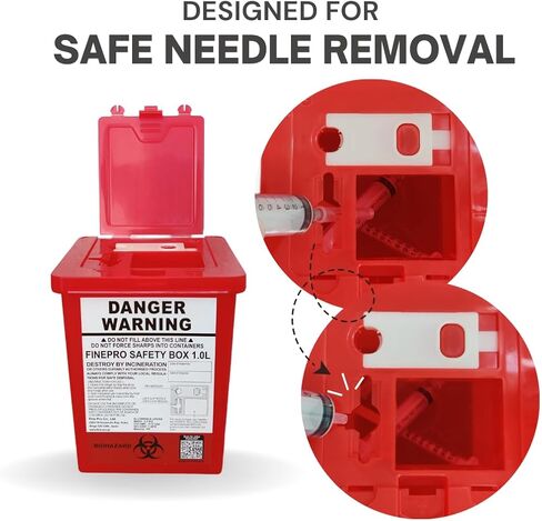 حاوية التخلص من الأدوات الحادة من FINEPRO للعناية بمرضى السكري (1 كوارت، أحمر شفاف، 2) in Kuwait