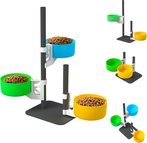 Elevated Dog Bowls,20 in Raised Dog Bowl,with 3 Thick 35 oz Dog Bowls,360°Swivel Dog Bowl Stand,Dog Bowls Large Sized Dog,Non Tilting,Non Slip of Pets。 in Saudi Arabia