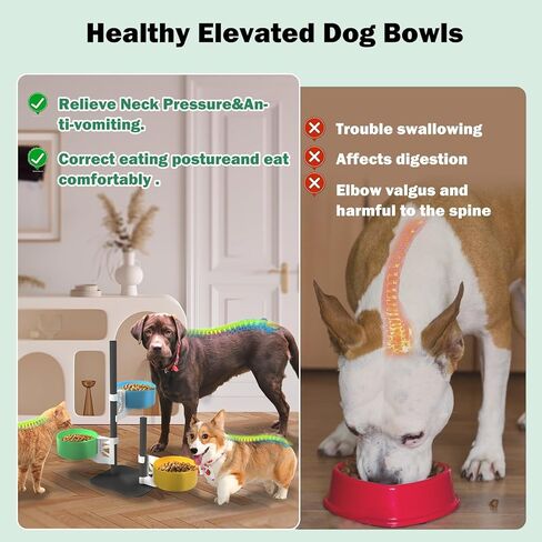 Elevated Dog Bowls,20 in Raised Dog Bowl,with 3 Thick 35 oz Dog Bowls,360°Swivel Dog Bowl Stand,Dog Bowls Large Sized Dog,Non Tilting,Non Slip of Pets。 in Saudi Arabia
