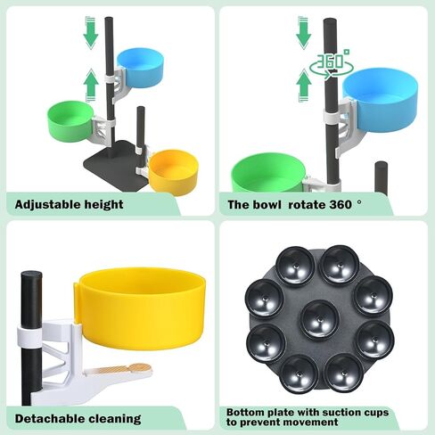 Elevated Dog Bowls,20 in Raised Dog Bowl,with 3 Thick 35 oz Dog Bowls,360°Swivel Dog Bowl Stand,Dog Bowls Large Sized Dog,Non Tilting,Non Slip of Pets。 in Saudi Arabia