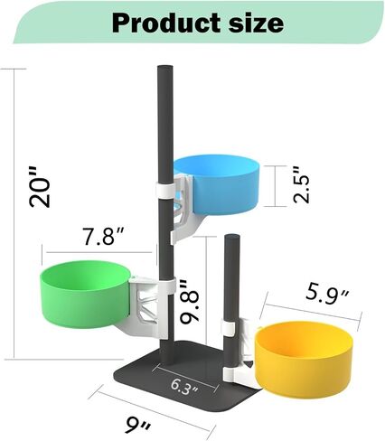Elevated Dog Bowls,20 in Raised Dog Bowl,with 3 Thick 35 oz Dog Bowls,360°Swivel Dog Bowl Stand,Dog Bowls Large Sized Dog,Non Tilting,Non Slip of Pets。 in Saudi Arabia