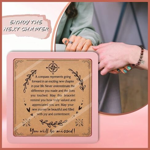 Sensi Blue Coworker Leaving Gifts, Retirement Gifts for Women, Farewell Going Away Goodbye New Job Gifts for Female, Retired Gifts for Boss Colleague, Natural Stone Compass Bracelets in Saudi Arabia